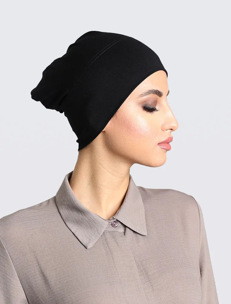 Black Tube Hijab Cap